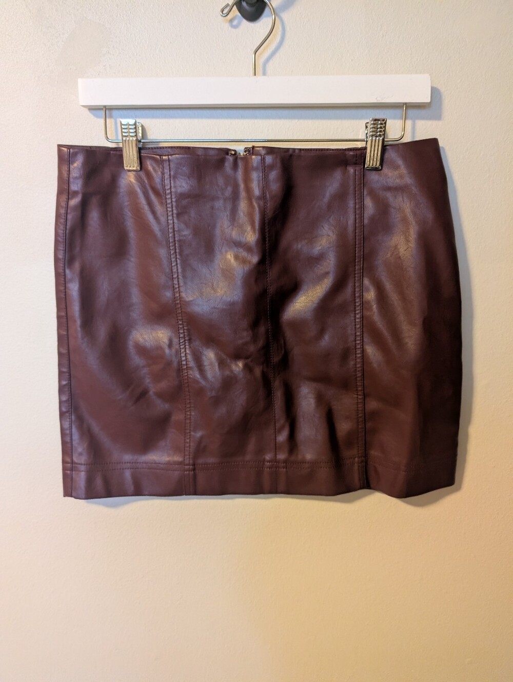 Jolt Vegan Leather Mini Skirt Deep Burgundy NEW Size 11